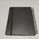 Hardcover Leather Lined Spiral Notebook 8x10" with Removable Dividers - Black - 300 Pages 5 Subject College Ruled Notebook for Work with Tabs, Pockets, and Pen Loop for Note Taking, Large Journal