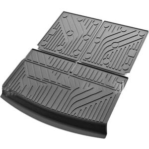 Car Trunk Mat TPE Material Compatible with VW Tiguan L 2017~2023 7 Seat Car Easy Clean Rear Cargo Tray Trunk Rear Pad Accessories, Black-b1 