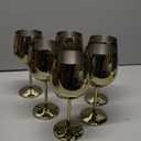 Lifecapido Stainless Steel Wine Glasses Set of 6, 18oz Stainless Steel Wine Goblets, Stemmed Metal Wine Glasses with Cup Brush for Party Office Wedding Anniversary, Great for Red White Wine (Gold)