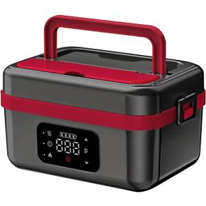 Upgraded Cordless Electric Lunch Box, 1L Rechargeable Heated Lunch Box Battery Powered Stainless Steel Self-Heating Food Warmer Gift for Indoor Outdoor Work Office Camping Travel