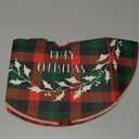 2-Piece Mini Christmas Tree Skirt - 15 Inch Buffalo Check Plaid Tree Skirt - Red & Black Plaid - Snowflake, Reindeer & Santa Designs