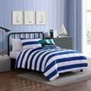 My Home Theory Nautica Kids - Full/Queen Comforter Set, Soft Toddler Bedding with Matching Shams & Throw Pillow, Ideal Boy Room Essentials (Huck Stripe Blue, Full/Queen)