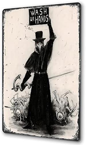 Doguiei Gothic Decor Plague Decor Wash Ur Hands Wall Decor Guest Wall Decor for Home Bathroom 8 * 12 Inch