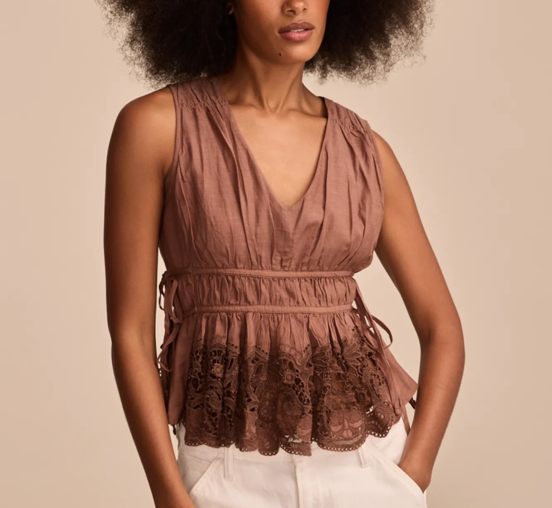 lace ruched tank top XL