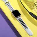 Lerobo Compatible with Apple Watch Band 44mm 45mm 42mm 46mm 49mm, Soft Silicone Sport Replacement Strap for iWatch Ultra SE 3 Gen 2nd Generation Band Series 11 10 9 8 7 6 5 4 3 2 1, White/Black M/L