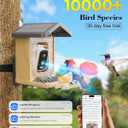 Bird Feeder with Camera Solar Powered, Bird Feeders for Outdoors with DIY Add-ons - Honey Jar & Fruit Fork & Squirrel Proof Net & 32GB SD Card, AI Identify Birds, Ideal Present for Birdlover