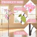 Giegxin 35in Pink Artificial Cherry Blossom Branches Fake Spring Faux Cherry Blossom Branch Intertwined with Green Budding Long Stem 3 Pcs for Vase Floral Arrangement Wedding Party Spring Decoration