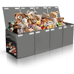 Extra Large Toy Chest,50"x15"x12" Toy Box for Kids Boys Girls,Collapsible Sturdy Toy Storage Organizer with Mesh Pockets,Large Kids Toy Chest Storage Boxes Bins Baskets for Girls,Boys,Nursery(Grey)