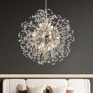 Modern Firework Chandelier, 12-Light Sputnik Chandelier Chrome Pendant Lighting for Dining Room, Dandelion Crystal Chandelier Ceiling Light Fixture for Living Room, Bedroom
