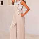 PRETTYGARDEN Overall Jumpsuit For Women 2025 Summer Casual Wide Leg Sleeveless Button Striped Jumpsuits Trendy Outfits (M)