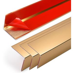 4PCS 45" Aluminum Metal Corner Protectors, Self Adhesive Corner Guards, Metal Wall Edge Protector Strip, Furniture Corner Protectors, Wall Cabinet Baseboard Decoration 45" x 1" (Copper Gold)