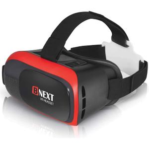 VR Headset Compatible with iPhone & Android - Universal Virtual Reality Goggles for Kids & Adults - Virtual Reality Headset for Kids - Your Best Mobile Games 360 Movies w/New 3D VR for iPhone (Red)