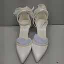 Dilhik Block Heel Wedding Shoes for Bride Bow Heels Pointed Toe Pearl Bridal Shoes Wedding Heels (6, Ivory)