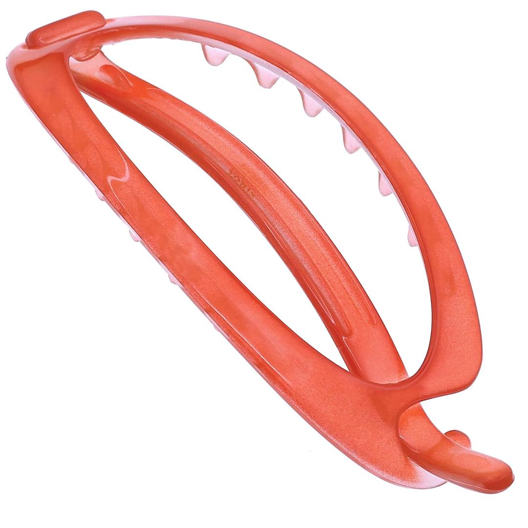 Camila Paris CP3121 French Hair Barrette Clip, Flexible Ponytail Holder No Metal Parts, Strong Hold Grip Hair Clips for Women, No Slip and Durable Styling Girls Hair Accessories, Made in France (Light Red 4.5")