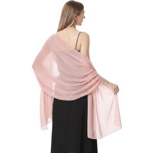 Chiffon Shawls and Wraps for Evening Dresses Women Elegant Soft Scarf Bridal Scarve Wedding Stole (Pink)