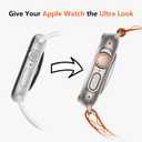 amBand 3 in 1 Metal Case Compatible with Apple Watch Series 9/8/7 45mm, W1 Rugged Bumper Protector [Turning into Ultra 3/2/1 Upgrade] with Watch Crown + Back Cover, Natural Titanium