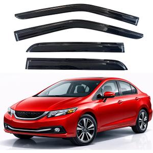 KPY Rain Guards Fit for 2012-2015 Honda Civic, Out-Channel Window Visors Vent Wind Deflectors 4PC, Car Accessories for 12-15 Civic (Sedan Only)