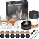 Electric Cocktail Smoker Kit Built-in Lighter, Rechargeable Whiskey Smoker Kit with 2 Glasses & Molds, Old Fashioned Drink Smoker Kit, Bourbon Valentines Day Gifts for Men,Dad,Husband