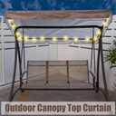 LED Lighted Porch Swing Canopy Replacement Waterproof LED Swing Canopy Top Cover 2-3 Seat Shade Awning Cover for Garden Outdoor Patio(65 x 45 Inch,Brown)