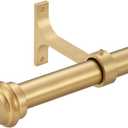 Warm Gold Curtain Rods for Windows 28 to 48 Inch, Heavy Duty 1 Inch Diameter Single Curtain Rods, Decorative Drapery Rods with Aluminum Alloy End Cap Finials, Wall Mount and Ceiling Mount Curtain Rods