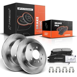 A-Premium 10.94 inch(278 mm) Rear Solid Disc Brake Rotors + Ceramic Pads Kit Compatible with Select Chevy and Buick Models - Impala 06-10, Monte Carlo 06-07, LaCrosse 08-09, Allure 08-09, 6-PC Set
