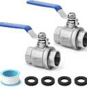 3/4'' Female NPT Ball Valve 304 Stainless Steel Full Port Threaded,Heavy Duty Shut Off Valve for Compressed Air,Water,Oil,Gas with Blue Handle,7PCS