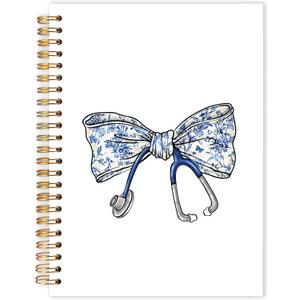 Chinoiserie Coquette Bow Nurses Spiral Notebooks, Nurse Appreciation Gifts Journal for Writing, Nurse Week Day Gifts Notebook for Note Taking, Nursing Supplies for Nurses, 5.5x8.3 Inch