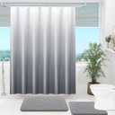 OLANLY Luxury Grey and White Ombre Shower Curtain Sets with 12 Hooks, Waterproof and Washable Decorative Shower Curtains for Bathroom, 72x72 Inches