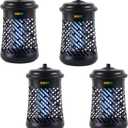 BUGGOFF Outdoor Electric Bug Zapper, 800 SQFT Coverage, 3500 Volts of Power, 20 Watts, Kills Mosquitos Gnats, Flys & More. Damp Rated, Unique 360 Degree Design (4 Pack)