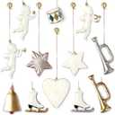 Christmas Ornaments 12 Pack Aizulhomey Metal Double Sided Hand Painted Tree Ornaments Hanging Decorations Gift Tags Holiday Celebrations, Christmas Parties, and Home Decor