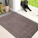 PURRUGS Dirt Trapping Door Mat 20" x 31.5", Non-Slip/Skid Machine Washable Entryway Rug, Dog Doormat, Super Absorbent Welcome Mat for Muddy Wet Shoes and Paws, Grayish Brown