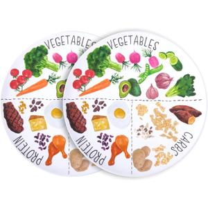 9" Portion Control Plate - Healthy Nutrition Plate for Adults and Teens, Melamine, Ideal for Weight Loss and Diabetes Management (2 Pack)