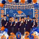 Graduation Decorations Class of 2026, Blue and Orange Graduation Decorations with Congrats Grad Backdrop, Class of 2026 Banner,Porch Sign, Balloons, Foil Number 2026 for graduation Party Supplies