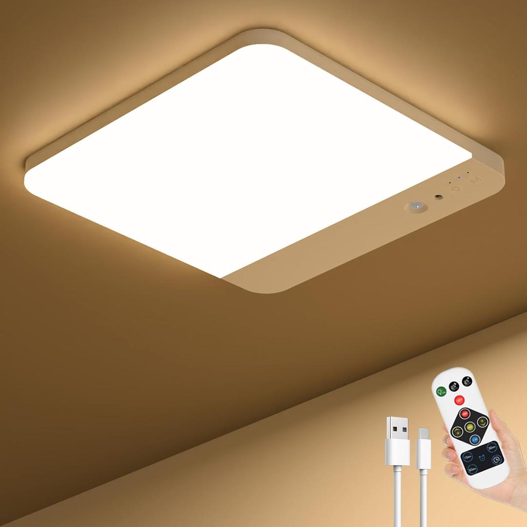 Rechargeable Closet Lights Motion Sensored - 7.8in Magnetic Battery Operated Ceiling Lights with Remote, Wireless Waterproof Shower Light Indoor for Shower Bathroom Pantry Stairs Hallway (1P)