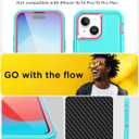 AICase for iPhone 15 Plus Case Built-in Stand with Glass Screen Protector,Heavy Duty Drop Protection Full Body Rugged Shockproof Military Protective Tough Durable Cover for iPhone 15 Plus 6.7"_3 (Water Blue/hot pink+Glass Protector)