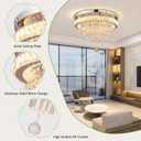 FRIXCHUR 19.7" Modern Crystal Chandelier Ceiling Light LED Chandeliers Flush Mount Ceiling Light Fixture for Bedrooms Living Dining Room Lights 2700K Warm White