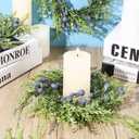 4 PCS Small Winter Blue Berry Cabinet Wreath Artificial Mini Kitchen Wreaths Vintage Swags Wreath with Retro Burlap Ribbon for Farmhouse Rustic Home Front Door Window Pillar Wedding Chair Wall