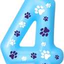 Number 4 Blue Dog Paw Birthday Candles Numeral Cake Topper Dog Paw Print Themed Candles for Boy Girl Blue Birthday Decoration Party Supplies