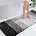 OLANLY Bathroom Runner Rugs 54x24, Extra Soft Absorbent Microfiber Bath Rugs, Rubber Backing, Quick Dry, Machine Washable Bath Mats for Bathroom Floor, Tub and Shower, Home Decor Accessories, Black