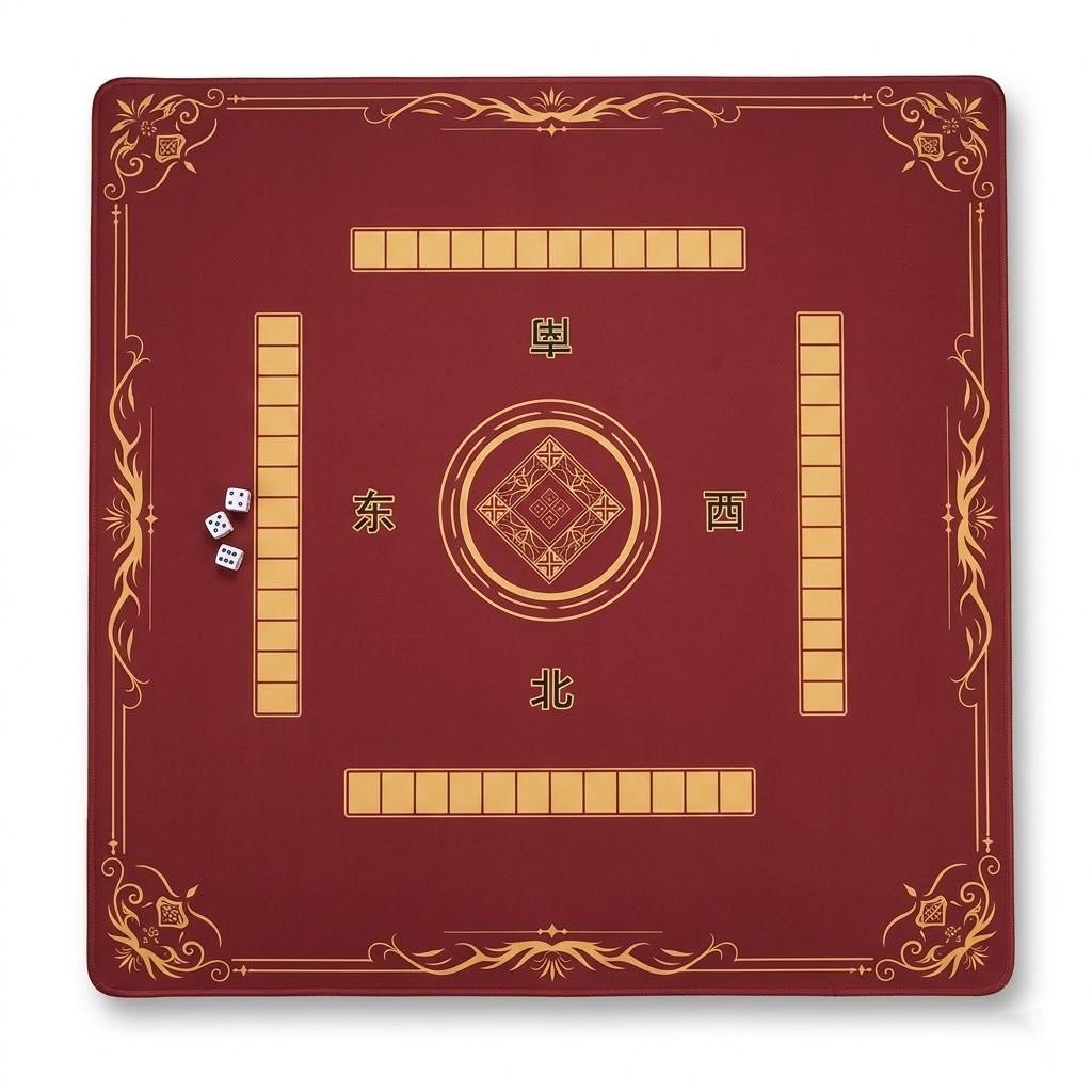 Mahjong Mat with Rules Card, Noise Reduction Non-Slip Mahjong Mat for Table Board Games Table Mat, Card Games, Tile Games, Dominoes (Red)