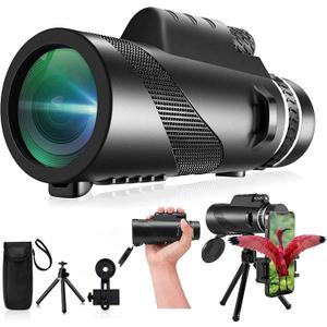 Monocular-Telescope 80x100 High Powered Monoculars High Definition for Adults High Powered with Smartphone Adapter Telescope Hunting Wildlife Bird Watching Travel Camping Hiking-Black