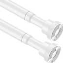 2pcs Tension Curtain Rod 33 to 56 inch No Drilling Spring Tension Rod Adjusting White Curtain Rod No Drilling Non-Slip Expandable Spring Loaded Curtain Tension Rods for Window, Doorway, Closet