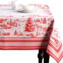 Maison d' Hermine Table Cloth Rectangle Table 100% Cotton 60 x 120 Inches Fall Tablecloth Reusable Everyday Use for Thanksgiving Christmas Decorations Dining Farmhouse Party (Winter Jouy)