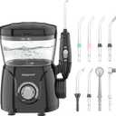 Sawgmore FC166 Water Flosser for Teeth/Braces, 600 ml Large Capacity, 10 Adjustable Pressures, 8 Home Nozzles Oral Irrigator for Teeth Clean(Black)