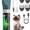 oneisall Cat Clippers for Matted Hair, 5-Speed Quiet Cat Grooming kit, Cordless Pet Shaver for Long Hair,Waterproof Pet Hair Trimmer, Pet Clippers for Cats(Green)