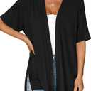Yincro Women's Short Sleeve Cardigan Summer Lightweight Open Front Casual Soft Cardigans (Black, XL)