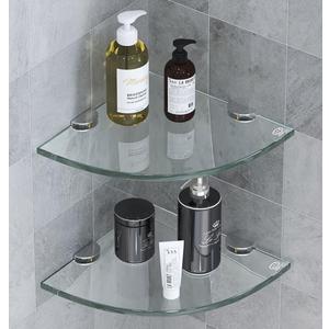 Bathroom Corner Organizer Shelves Shower Caddy Shelf Wall Mount Set of 2 Glass Corner Shelf Shower Holder for Shampoo and Soap Organizer No Drilling