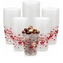 Widecook 24 Pcs Happy Valentines Party Cupid Cup Glow in The Dark Frosted Cups with Cupid Heart Star Decoration 16 oz Reusable Red White Cups Plastic Tumbler for Galentines Birthday Party Supplies