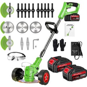 Cordless Weed Wacker with Wheels, Electric Weed Eater Battery Powered