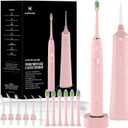 Upgraded Pro Dental Care Kit: 5-Mode Water Flosser & 50,000 VPM Sonic Electric Toothbrush | Premium Oral Clean Set with Enhanced Cleaning Modes, Larger Tank & Refined Design for Advanced Gum Health, Pink